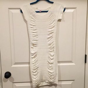 white bodycon ruffled dress